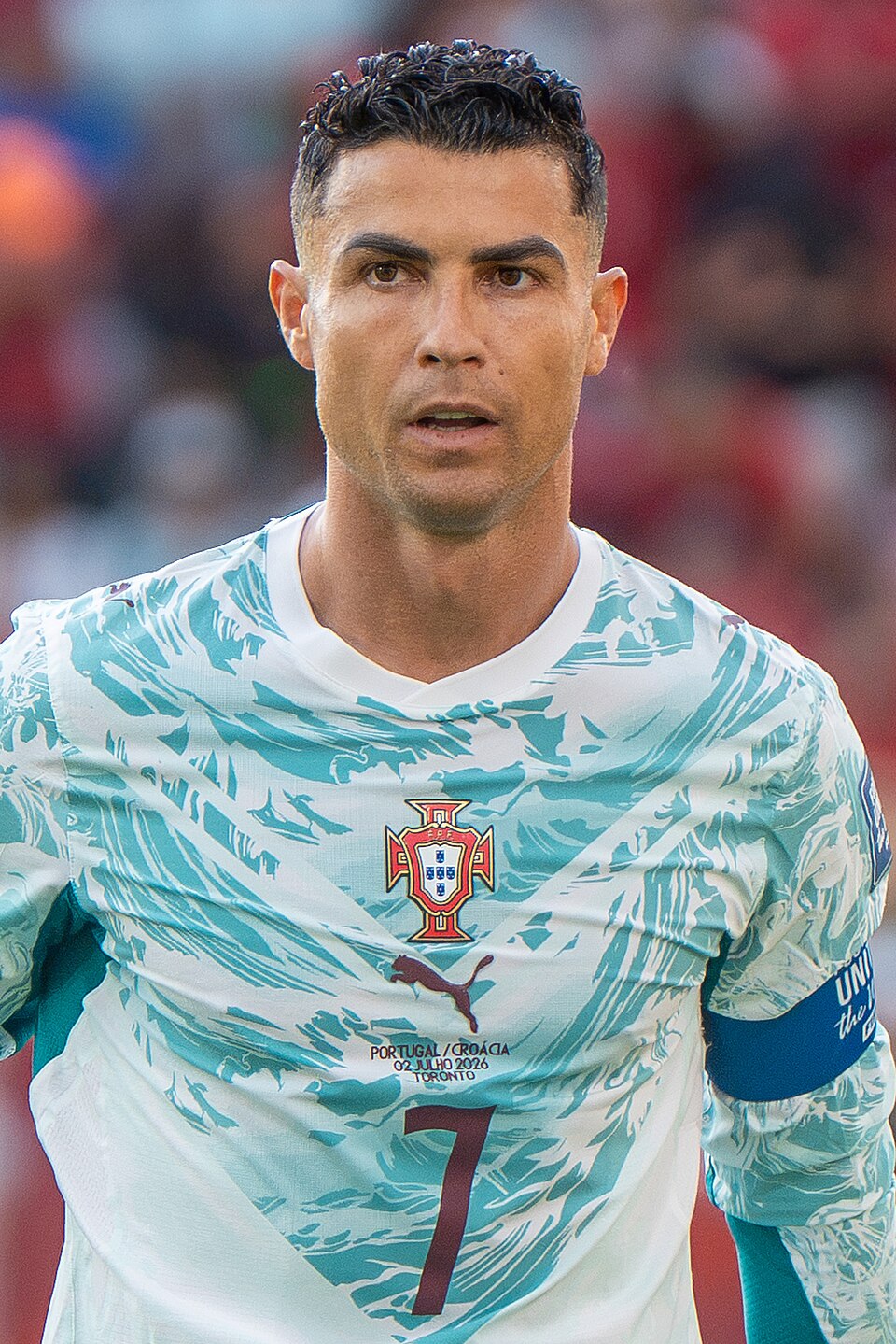 Cristiano Ronaldo playing for Portugal against Croatia in July 2026